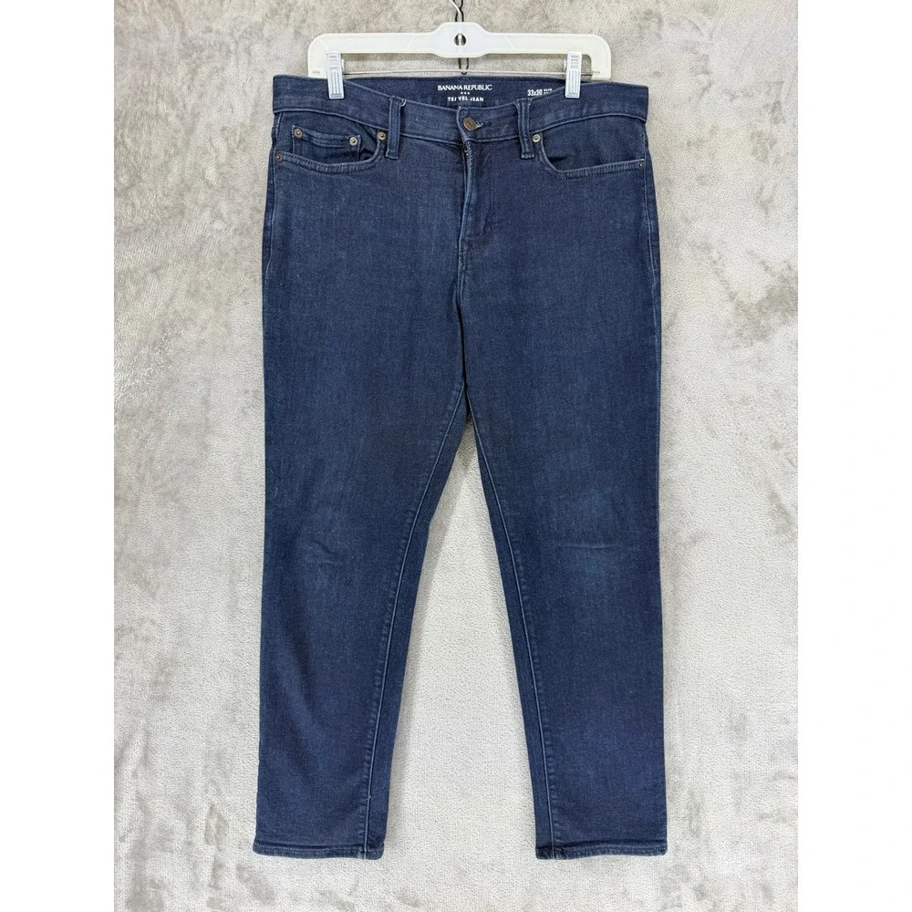 Banana Republic Jeans Mens 33x30 Travel Jean Slim Dark Blue Rinse EUC